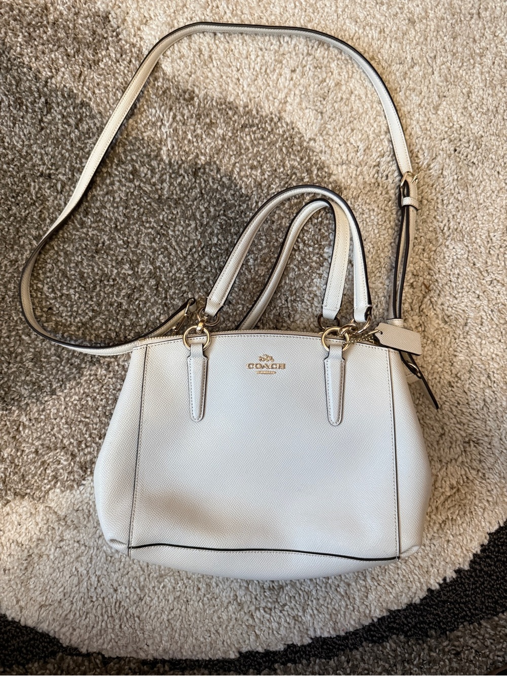 Coach Chalk Pebble Leather Crossbody Satchel with Gold Hardware